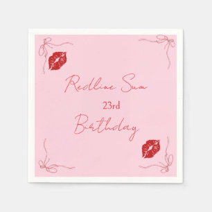 Serviette En Papier Bienvenue moderne avec un nœud rose chic pour anni