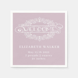 Serviette En Papier bienvenue petite fille blush monogramme