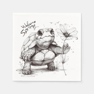 Serviette En Papier Bienvenue Printemps" serviettes de tortue! 🌼 🐢