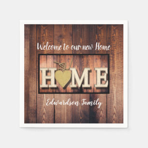 Serviette En Papier Bienvenue rustique à notre nouveau nom de famille