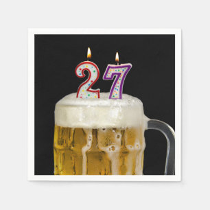 Serviette En Papier Bière du 27e anniversaire en noir
