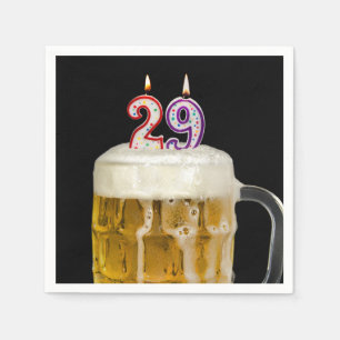 Serviette En Papier Bière du 29e anniversaire en noir