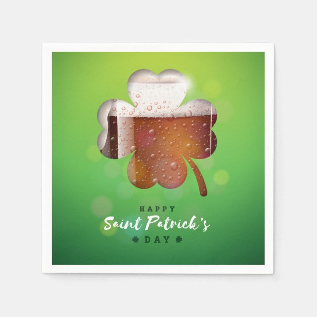 Serviette En Papier Bière Shamrock de la Saint-Patrick (Devant)