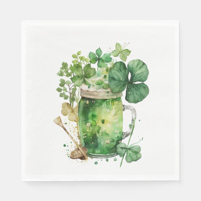 Serviette En Papier Bière verte de la Saint Patrick (Devant)