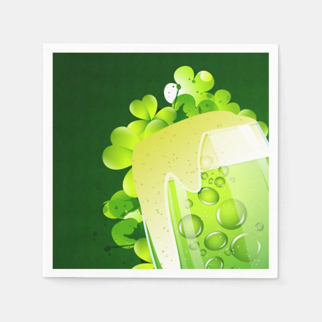 Serviette En Papier Bière verte de la Saint-Patrick (Devant)