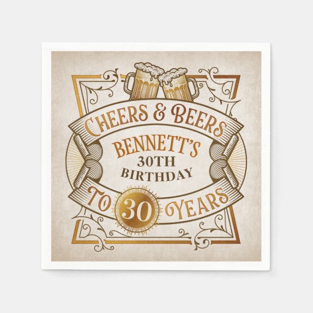 Serviette En Papier Bières à la joie Anniversaire (Devant)