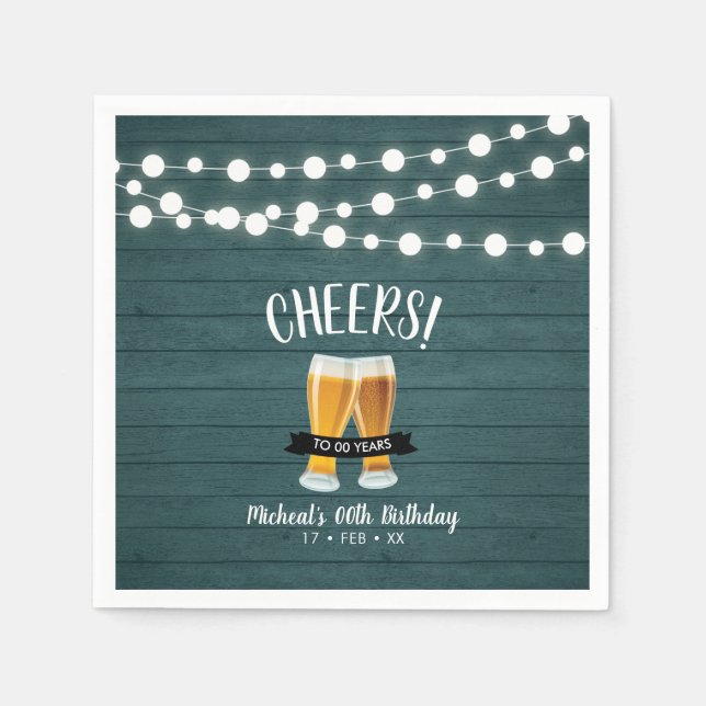 Serviette En Papier Bières | Green Wood Fête d'anniversaire pour adult (Devant)