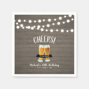 Serviette En Papier Bières   Wood Adulte 40th Birthday Party
