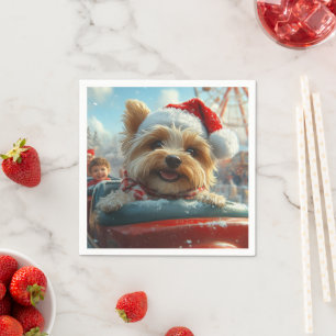 Serviette En Papier Biewer Terrier Dog Roller Coaster Noël