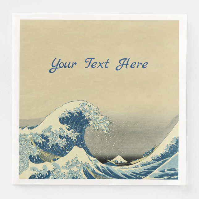 Serviette En Papier Big Blue Ocean Wave Casquettes blancs Bateau Tan (Devant)