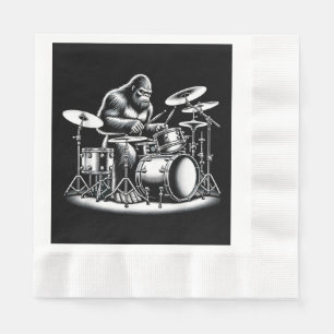Serviette En Papier Bigfoot Drummer Sasquatch Jouer Drums Musicien B