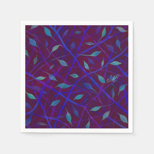 Serviette En Papier Bijou de Bourgogne foncé Monogramme de feuillage