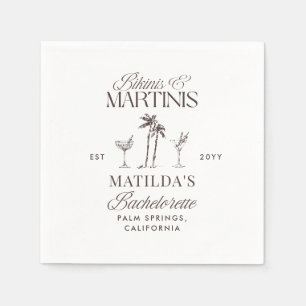 Serviette En Papier Bikinis et martinis Élégante bachelorette vintage