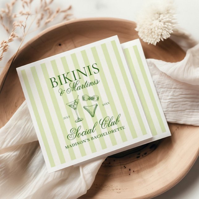 Serviette En Papier Bikinis et Martinis Vert rayé (Créateur téléchargé)