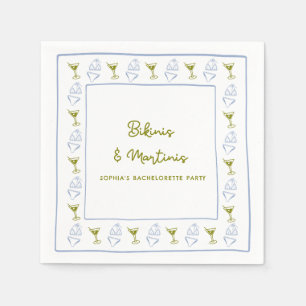 Serviette En Papier Bikinis & Martinis Blue Olive Bachelorette