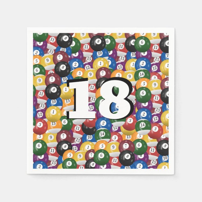 Serviette En Papier Billiard Balls pour 18e anniversaire (Devant)