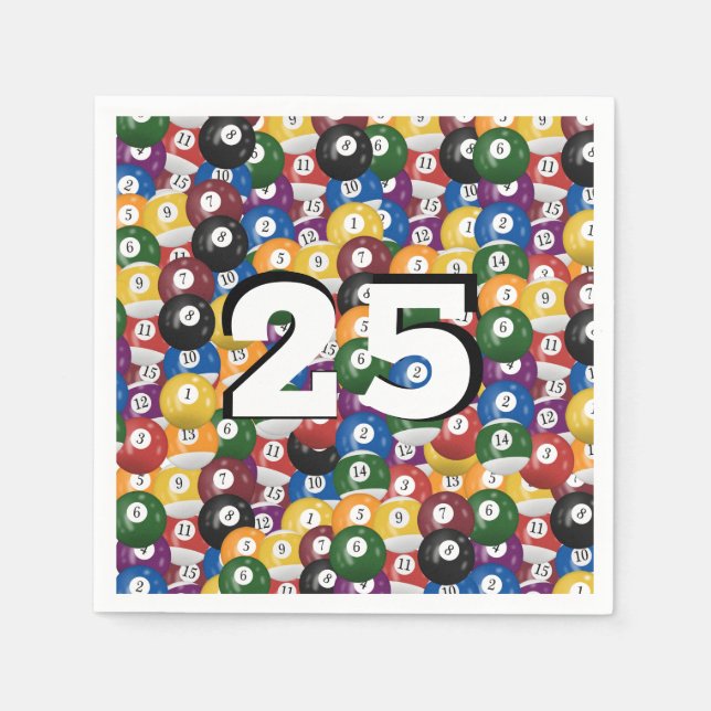 Serviette En Papier Billiard Balls pour 25e anniversaire (Devant)