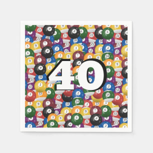 Serviette En Papier Billiard Balls pour 40e anniversaire
