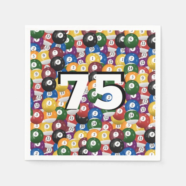 Serviette En Papier Billiard Balls pour 75e anniversaire (Devant)