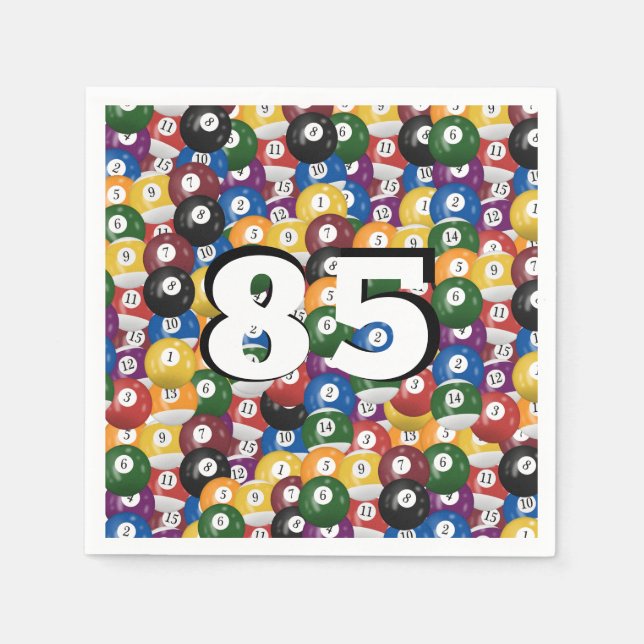 Serviette En Papier Billiard Balls pour 85e anniversaire (Devant)