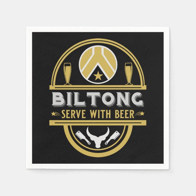 Serviette En Papier Biltong Et Bière (Devant)