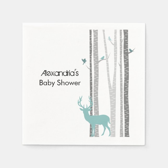Serviette En Papier Birch Treks with Deer Baby shower (Devant)