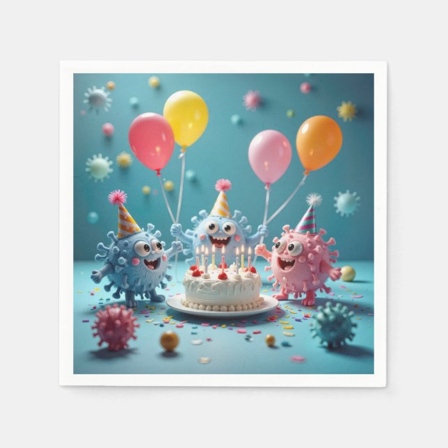 Serviette En Papier Birthday Cartoon Germ Party Fun (Devant)
