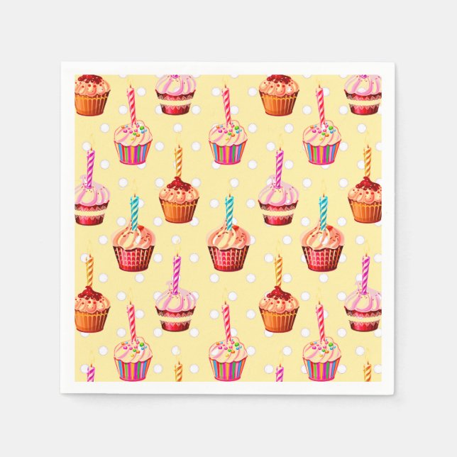 Serviette En Papier Birthday Cupcakes and Polka Dot (Devant)