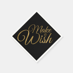 Serviette En Papier Birthday Make a Wish Black & Gold