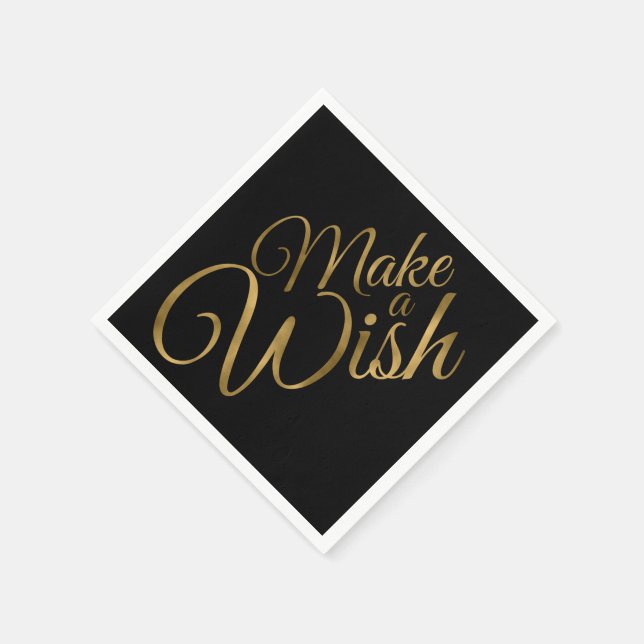 Serviette En Papier Birthday Make a Wish Black & Gold (Coin)