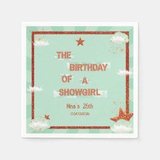 Serviette En Papier Birthday of a Showgirl Retro Orange & Teal Party 
