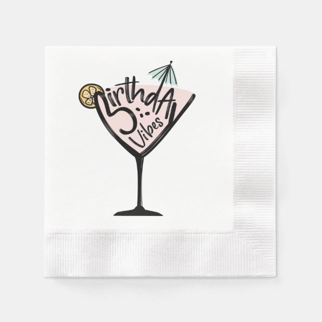 Serviette En Papier Birthday Vibes Cocktail (Devant)