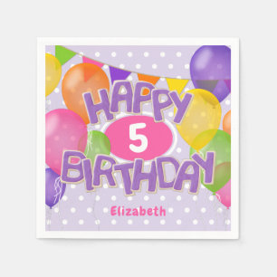 Serviette En Papier biscuits d'anniversaire violet heureux avec ballon