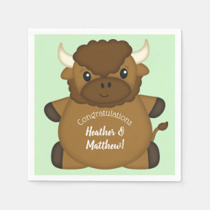 Serviette En Papier Bison Buffalo Baby shower vert