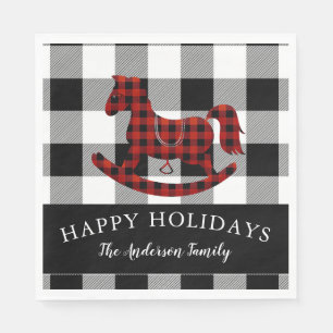 Serviette En Papier bison rustique plaid cheval rocking heureux vacanc