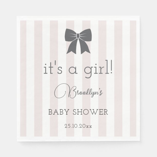 Serviette En Papier Bitty Bow C'est un Baby shower de fille (Devant)