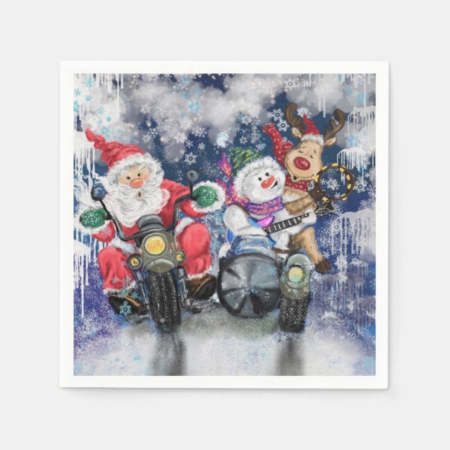 Serviette En Papier Bizarre serviettes de Noël Heureux amis de Noël (Devant)