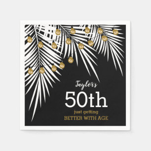 Serviette En Papier Black and Gold 50th Birthday Party
