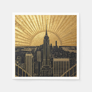 Serviette En Papier Black and Gold Art Deco Paper Napkins