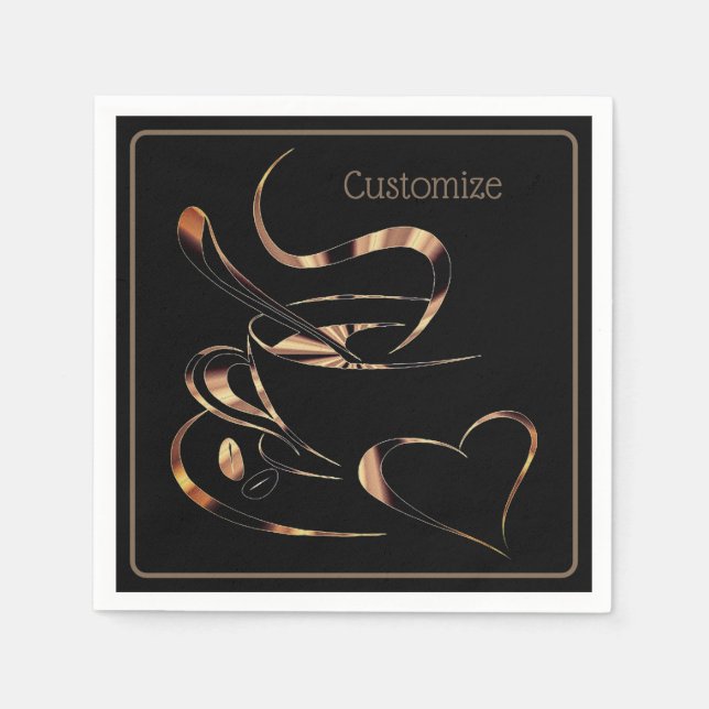 Serviette En Papier Black And Gold Coffee Love (Devant)