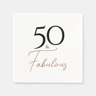 Serviette En Papier Black and Gold Elegant 50e anniversaire