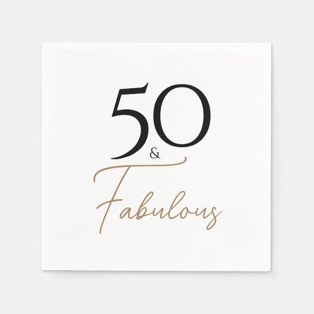 Serviette En Papier Black and Gold Elegant 50e anniversaire (Devant)