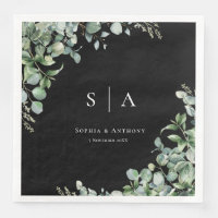 Black and Greenery Australie Mariage serviettes