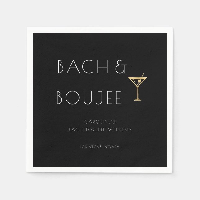 Serviette En Papier Black and White Bach et Boujee Bachelorette Party (Devant)