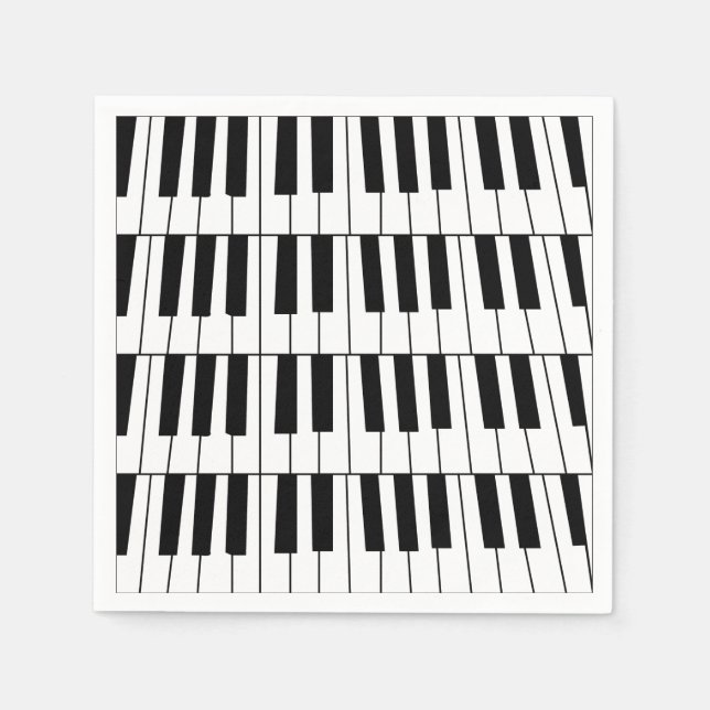Serviette En Papier Black and White Piano Keys Pianist Musician Party (Devant)
