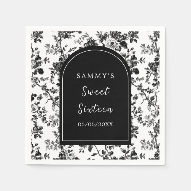 Serviette En Papier Black Antique Chinoiserie Sweet sixteen (Devant)