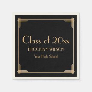 Serviette En Papier Black Art Déco Graduation Party