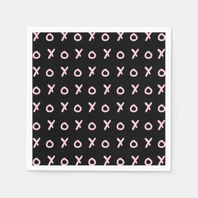 Serviette En Papier Black & Baby Pink X O XO XO XO's Trendy Cute (Devant)