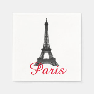 Serviette En Papier Black Blanc Tour Eiffel Paris Love City Travel