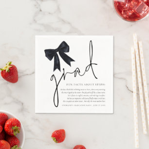 Serviette En Papier Black Bow Grad Script Fun Facts Graduation Party